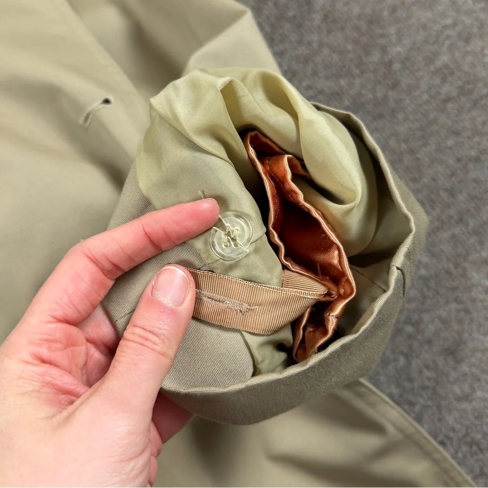 Misty Harbor Long Double Breasted Belted Trench Coat Mens 44 Removable Fur Liner - Picture 7 of 12